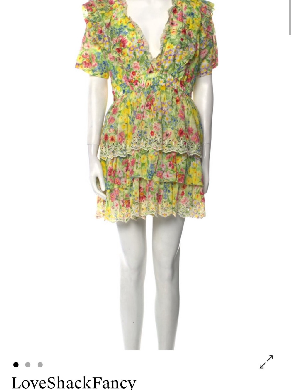 LoveShackFancy Yellow Floral Tiered Ruffle Dress - Picture 3 of 3